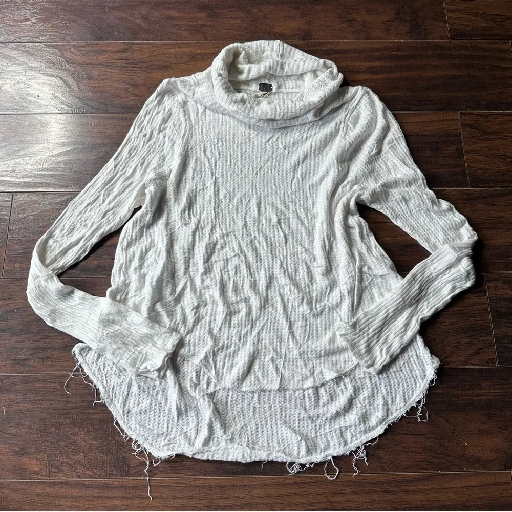 Free People White Thermal Cowl Neck Long Sleeve Tunic